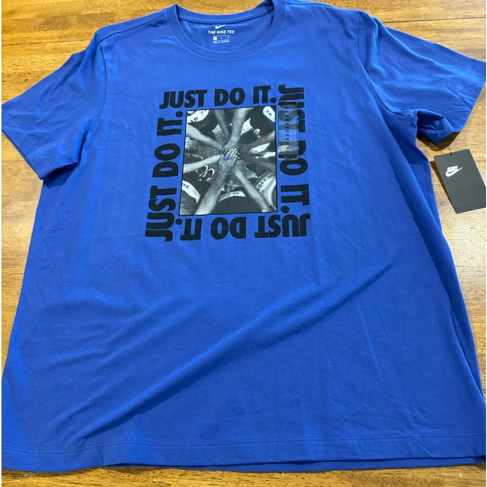 Nike Mens Just Do It Hands Training T-shirt XL Blue DJ3883 488 NEW With Tags